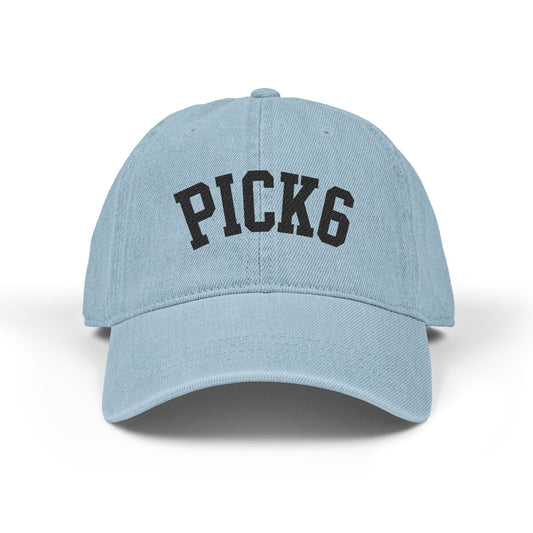 Pick 6 Vintage Hat | Pick 6 Football Hat | Embroidered Sports Fan Baseball Cap