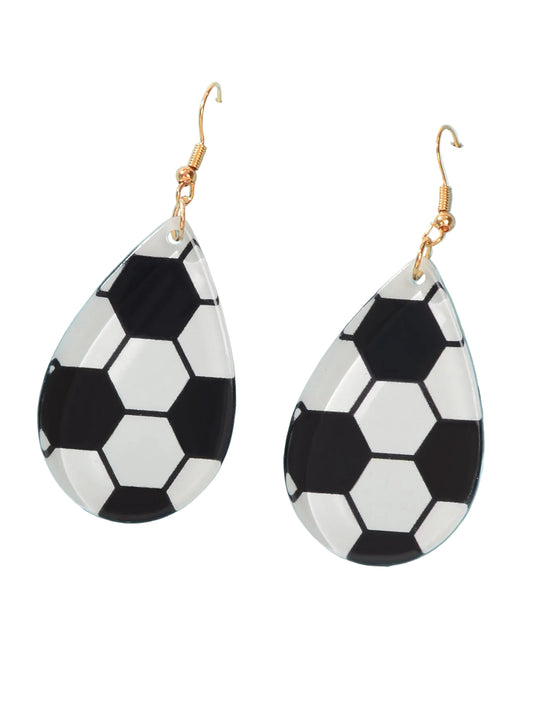 World Cup Soccer Ball Drop Earrings | Sporty Soccer Fan Statement Earrings
