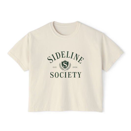 Sideline Society Boxy Tee | Vintage Collegiate Graphic Cropped T-Shirt