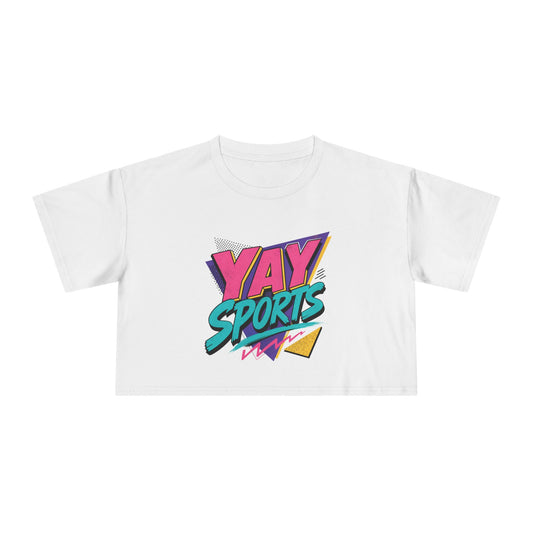 Yay Sports Crop Tee | Retro Sports Graphic Crop Top | Vintage Game Day Shirt