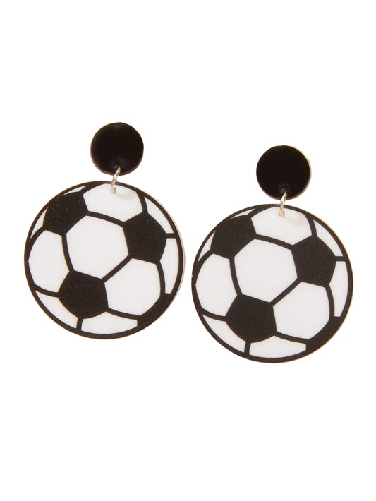 Handmade Soccer Ball Acrylic Drop Earrings | World Cup Sports Statement Earrings