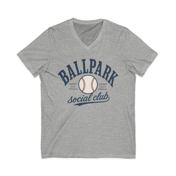 Ballpark Social Club V-Neck Tee | Vintage Baseball Game Day Shirt
