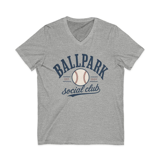 Ballpark Social Club V-Neck Tee | Vintage Baseball Game Day Shirt