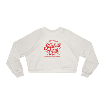 Tired Moms Softball Club Cropped Sweatshirt | Softball Mom Fleece Pullover