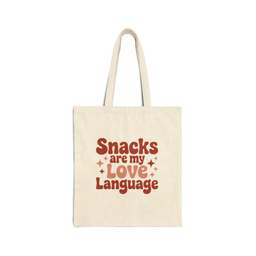 Snacks Are My Love Language Tote Bag | Retro Canvas Market Tote