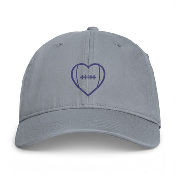 Football Heart Embroidered Dad Hat | Vintage Washed Baseball Cap | Sports Mom Hat