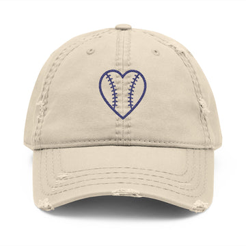 Baseball Heart Hat | Distressed Baseball Mom Cap | Vintage Embroidered