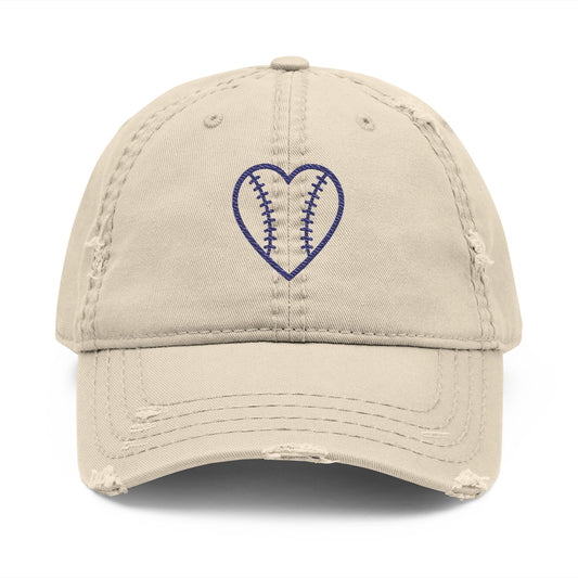 Baseball Heart Hat | Distressed Baseball Mom Cap | Vintage Embroidered