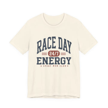 Race Day Energy Sport Mom Graphic Tee | Vintage Athletic Women's T-Shirt