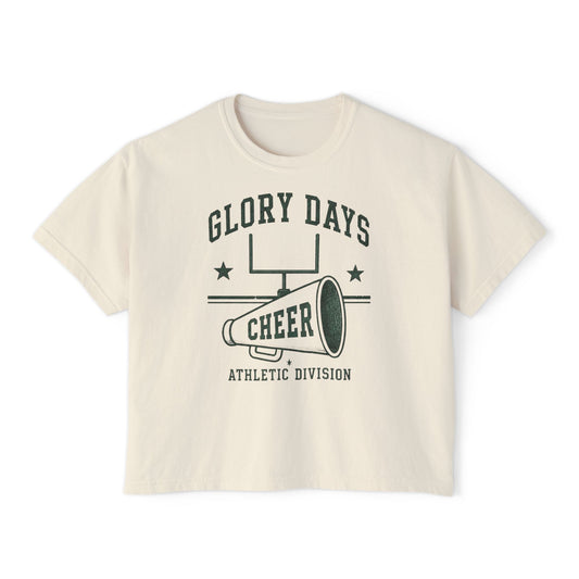 Glory Days Cheer Boxy Tee | Vintage Retro Cheerleader Graphic Shirt