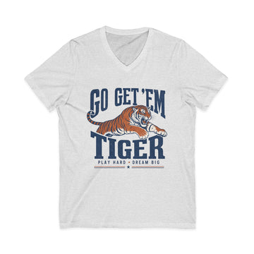 Go Get 'Em Tiger V-Neck Tee | School Spirit Graphic Tee