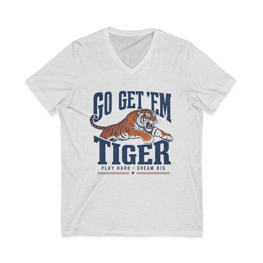 Go Get 'Em Tiger V-Neck Tee | School Spirit Graphic Tee