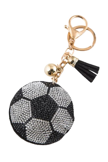 Soft Crystal Soccer Ball Key Charm | Rhinestone Soccer Keychain Accessory