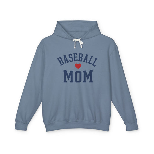 Baseball Mom Hoodie | Lightweight Pullover with Heart Graphic