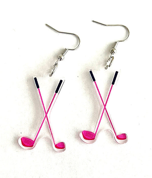 Golf Club Acrylic Earrings | Lightweight Golf Lover Statement Earrings