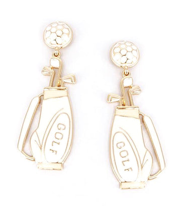 Golf Bag Drop Earrings | Sporty Gold Golf Earrings for Women