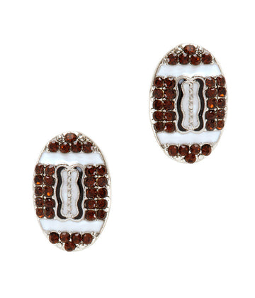 Rhinestone Football Stud Earrings | Sparkly Sports Fan Earrings
