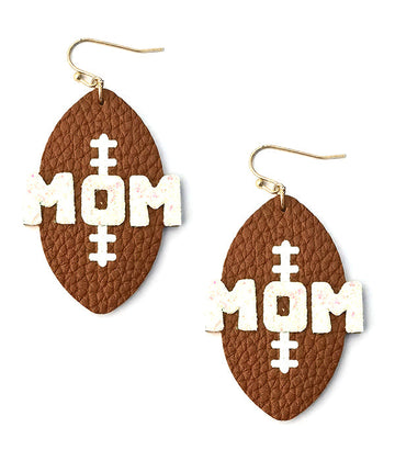 Football Mom Leatherette Earrings | Lightweight Game Day Earrings for Sports Moms
