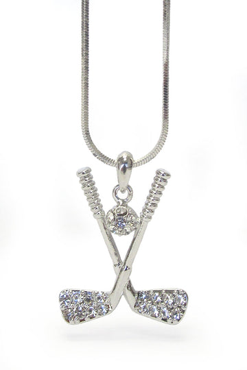 Crystal Golf Club Pendant Necklace