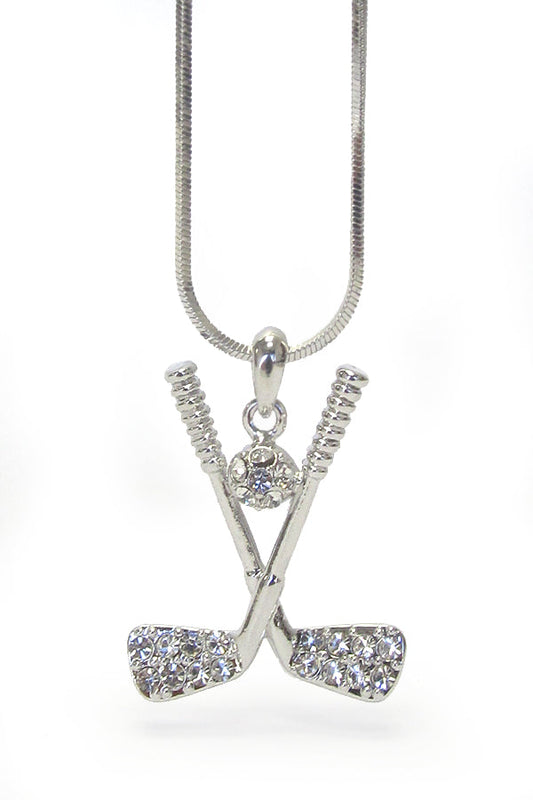 Crystal Golf Club Pendant Necklace