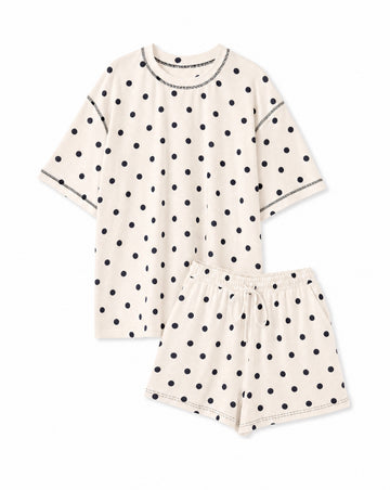 Polka Dot Lounge Set | Relaxed Matching Tee & Drawstring Shorts Set