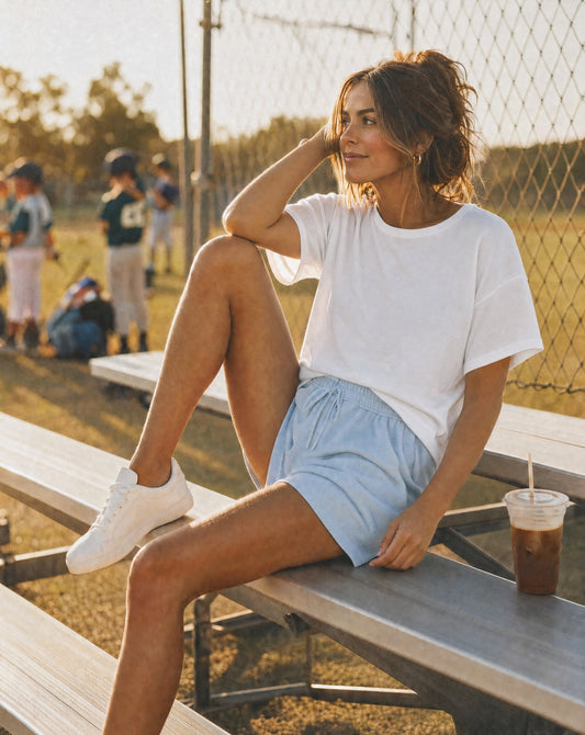 Melly Lounge Shorts | Soft High-Rise Drawstring Shorts for Sports Moms
