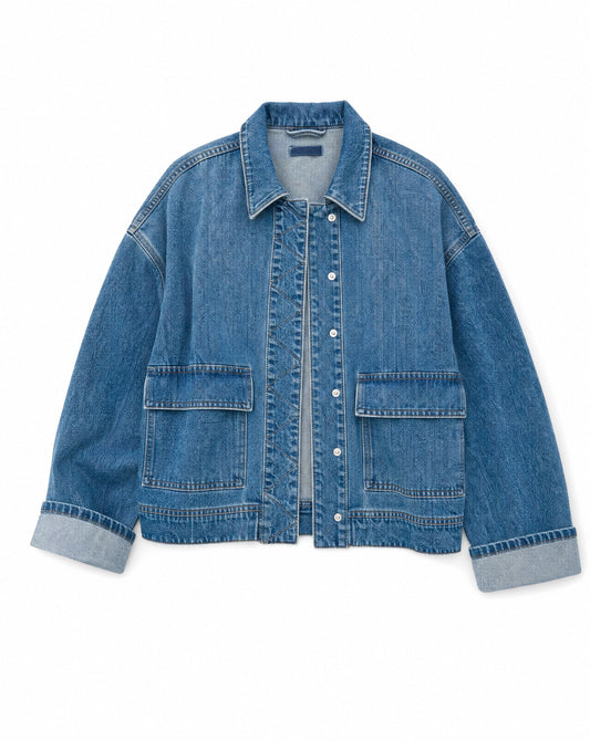 Oversized Vintage Wash Denim Jacket | Elevated Sports Mom Layering Essential