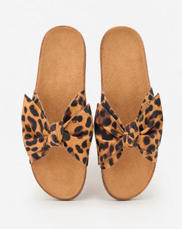 Leopard Bow Slide Sandals | Comfy Everyday Slip-On Sandals for Sports Moms