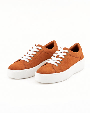 Women’s Venice Micro Suede Lace Up Sneakers | Camel Platform Casual Sneakers for Everyday Style