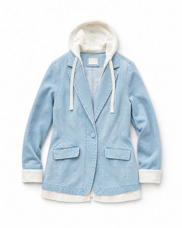 RISEN One Button Blazer with Hoodie Jacket | Elevated Sporty Layering Jacket