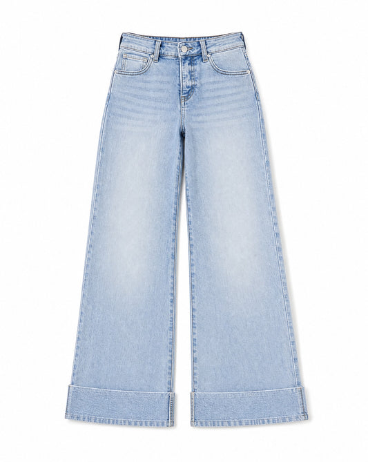 RISEN Full Size Tummy Control High Rise Ankle Wide Cuffed Jeans | Elevated Everyday Wide Leg Denim