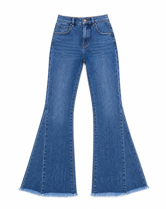 RISEN Mid Rise Flare Side Seam Detailing Jeans | Retro-Inspired Everyday Flare Denim