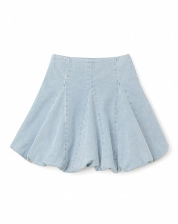 SO ME Denim Bubble Mini Skirt | Playful Trendy Everyday Denim Skirt