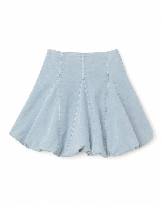 SO ME Denim Bubble Mini Skirt | Playful Trendy Everyday Denim Skirt