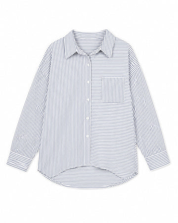 Zenana Woven Stripe Button Down Shirt | Relaxed Oversized Striped Blouse