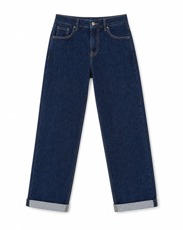RISEN Slouchy Cropped Boyfriend Jeans with Cuffed Hem | Relaxed Everyday Boyfriend Denim
