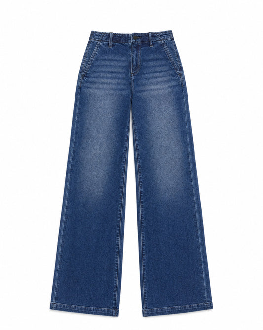 RISEN High Rise Wide Leg Slanted Pocket Jeans | Flattering Stretch Wide Leg Denim