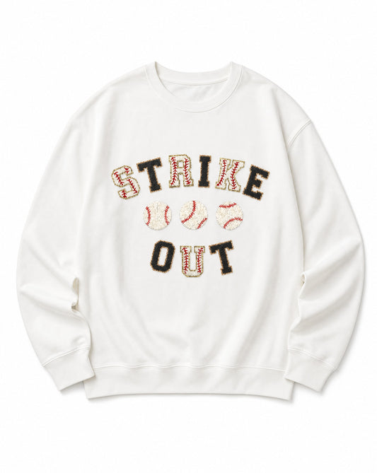 Baseballs Strikeout Patches Sweatshirt | Oversized Baseball Graphic Pullover