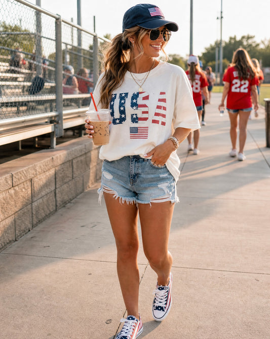 Blue Red Round Toe Casual Canvas Sneakers | Americana Flag Frayed Edge Sneakers