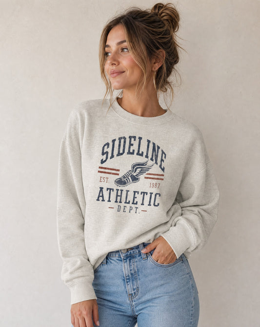 Sideline Athletic Crewneck Sweatshirt | Retro Varsity Vintage Sports Mom Pullover