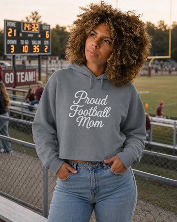 Proud Football Mom Cropped Hoodie