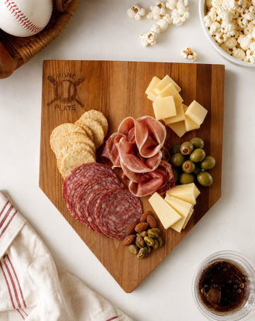 Home Plate Baseball Bamboo Charcuterie Board