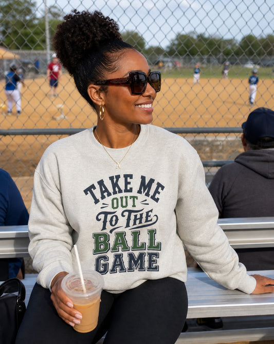 Take Me Out to the Ball Game Crewneck Sweatshirt |Vintage Ballpark Graphic Pullover