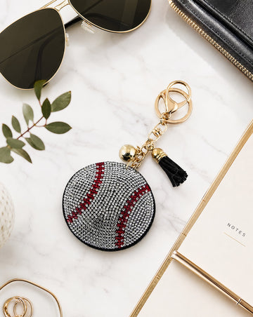 Crystal Baseball Key Charm