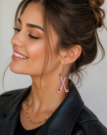 Golf Club Acrylic Statement Earrings