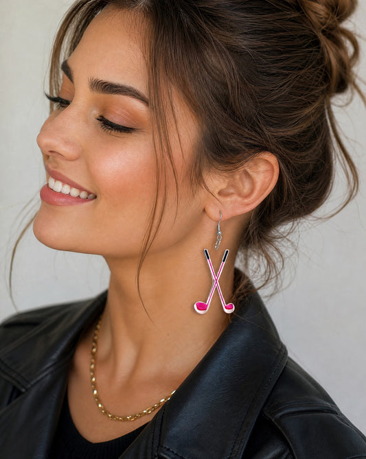 Golf Club Acrylic Earrings | Lightweight Golf Lover Statement Earrings