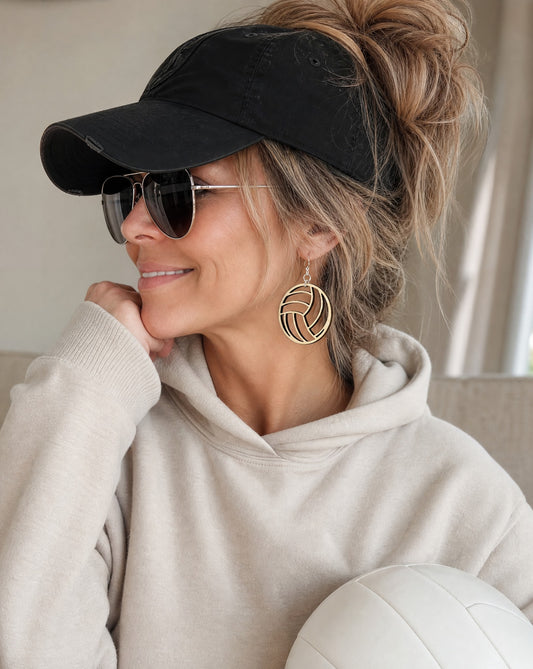 Volleyball Statement Earrings | Lightweight Wooden Volleyball Earrings for Women