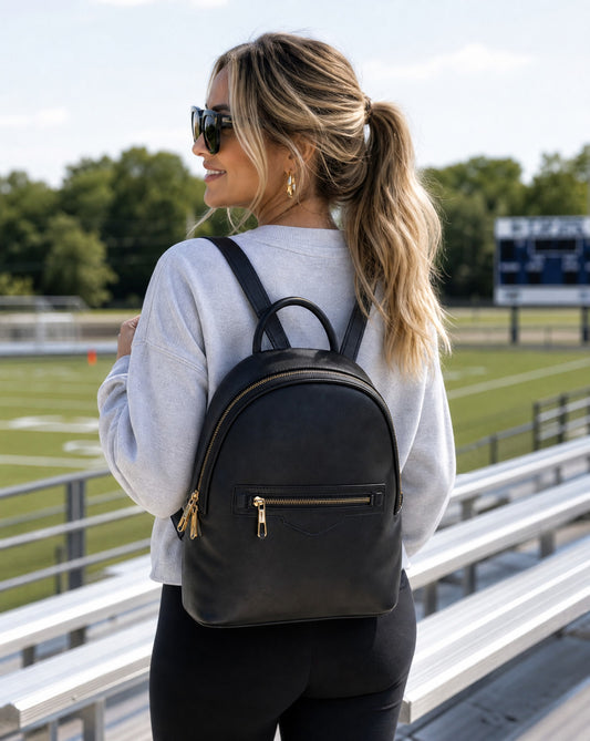 David Jones PU Leather Backpack | Chic Everyday Faux Leather Backpack Purse