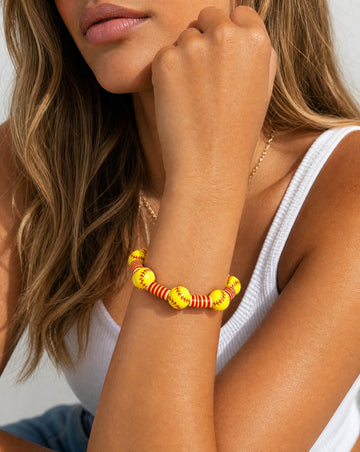 Softball Stretch Beaded  Bracelet