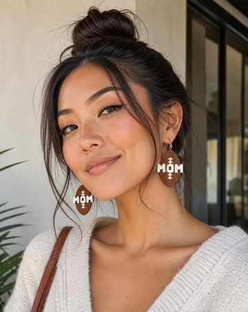 Football Mom Leatherette Earrings